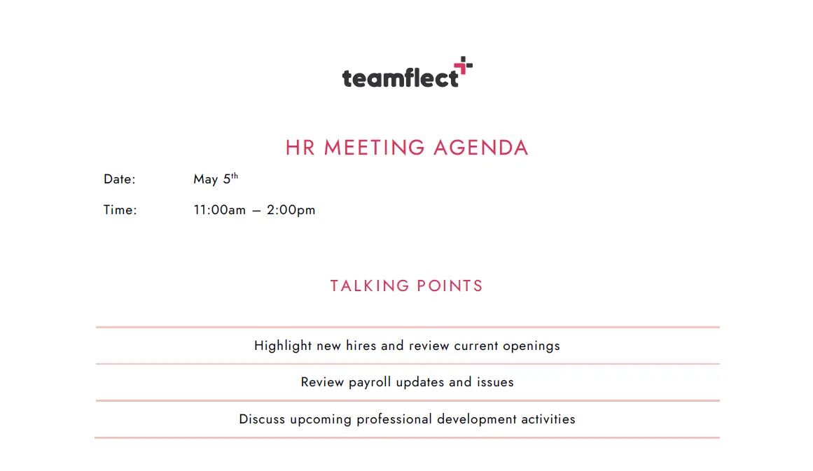 HR Meeting Agenda template
