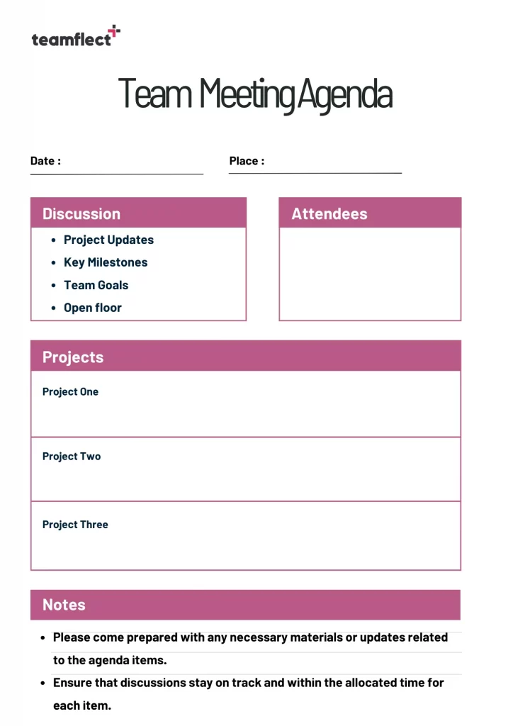 team meeting agenda sample