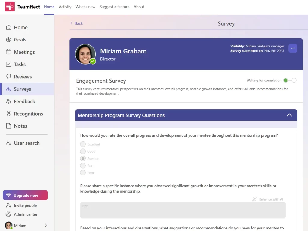 Conduct employee engagement surveys in MS Teams with Teamflect