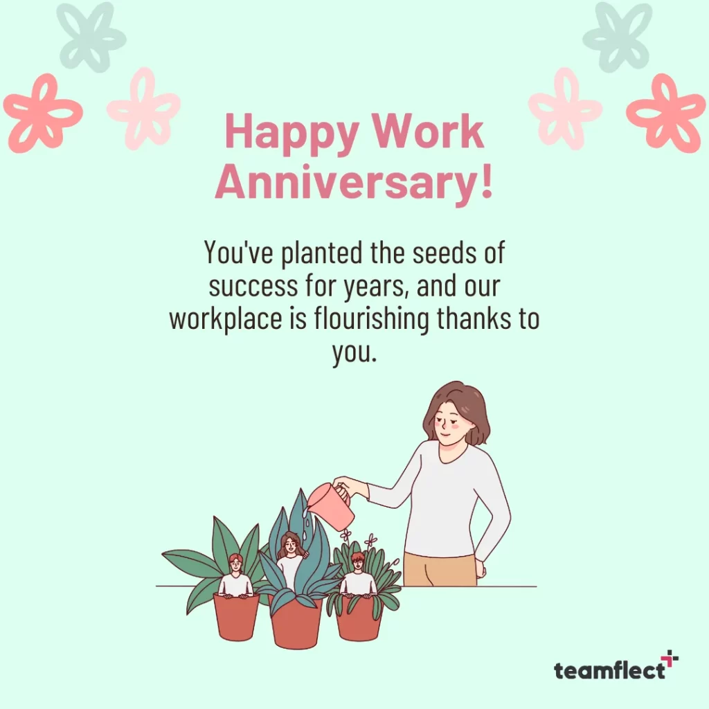 Work anniversary card - Workplace Garden