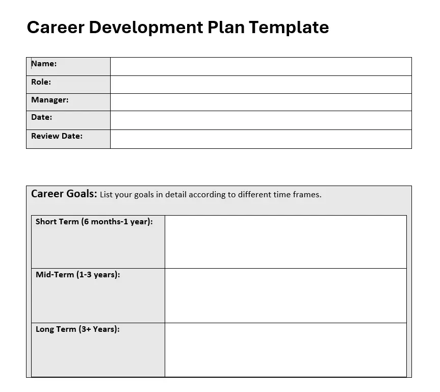 career development plan template