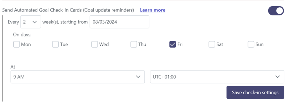 Set automated goal check ins