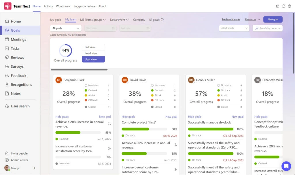 See your team's goals inside Teams using Teamflect.