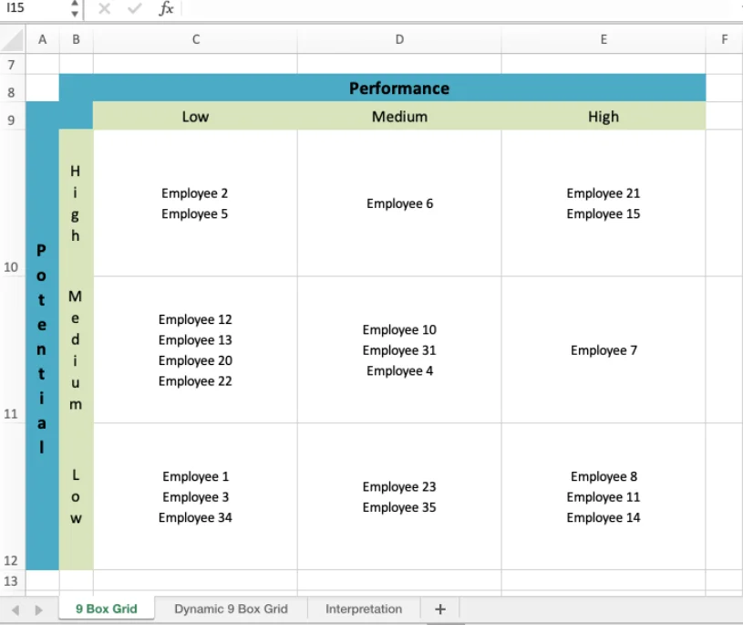 Fee 9 box grid template in Excel