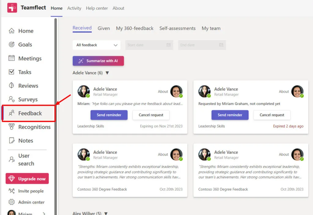Teamflect feedback module