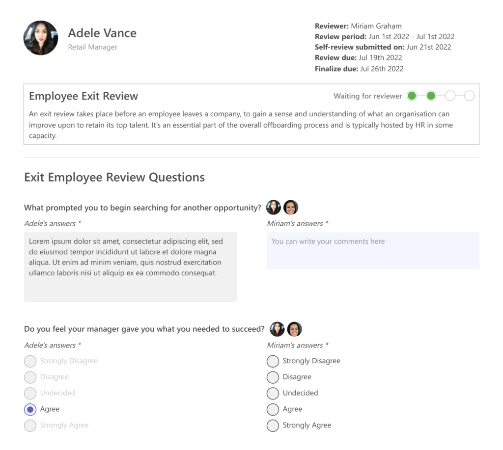 Employee exit interview template