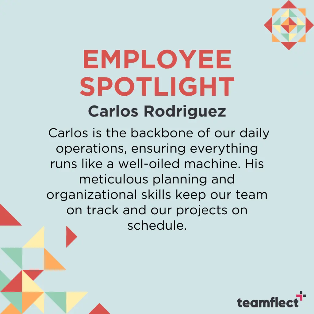 Geometric and Blue Employee Spotlight Template