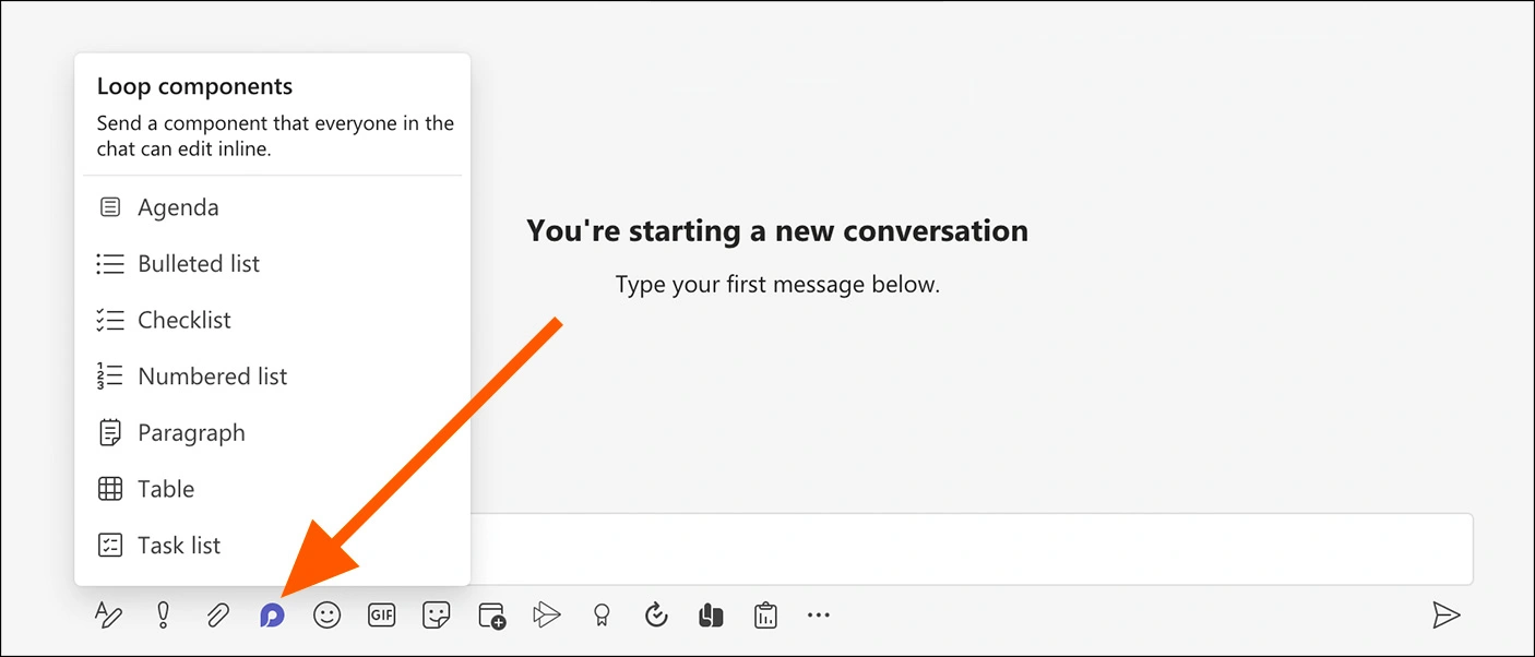 The loop component in microsoft teams chat