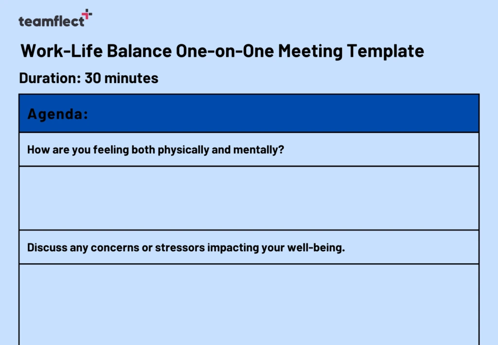 One on one meeting template for work-life balance