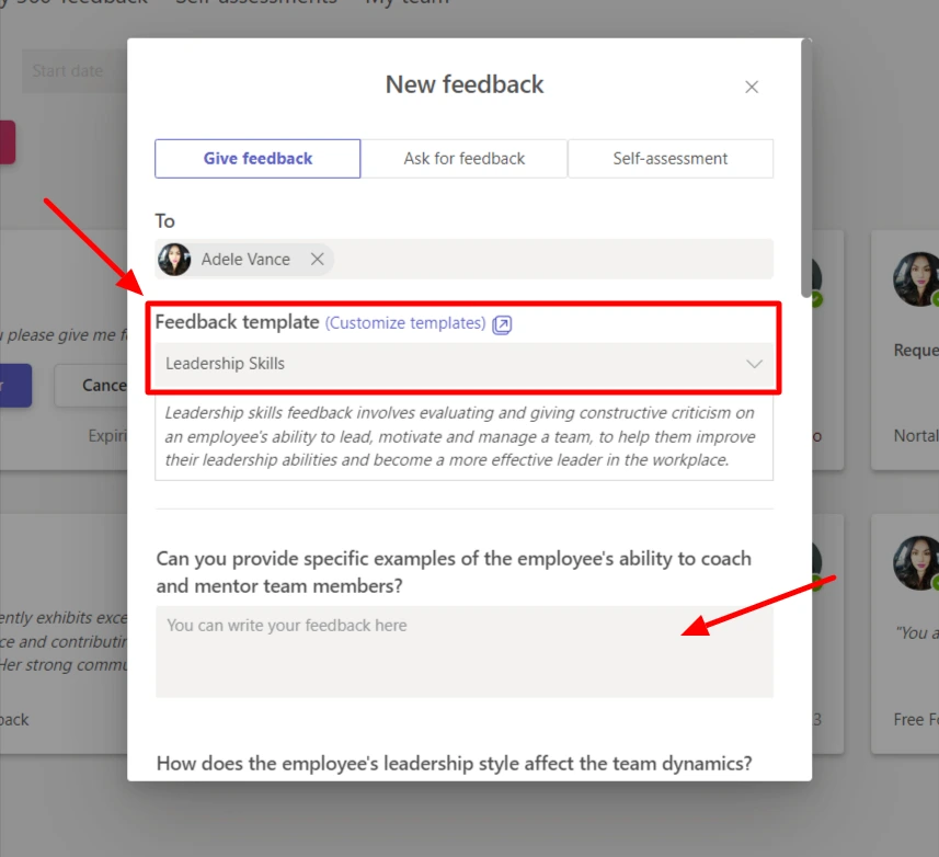 teamflect give feedback