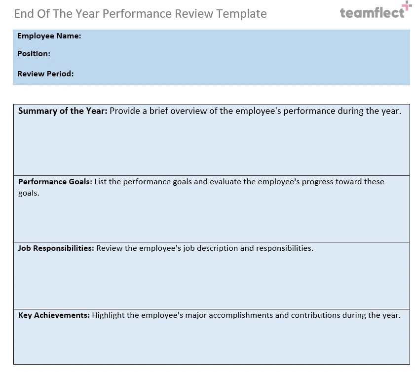 free year-end employee performance review template