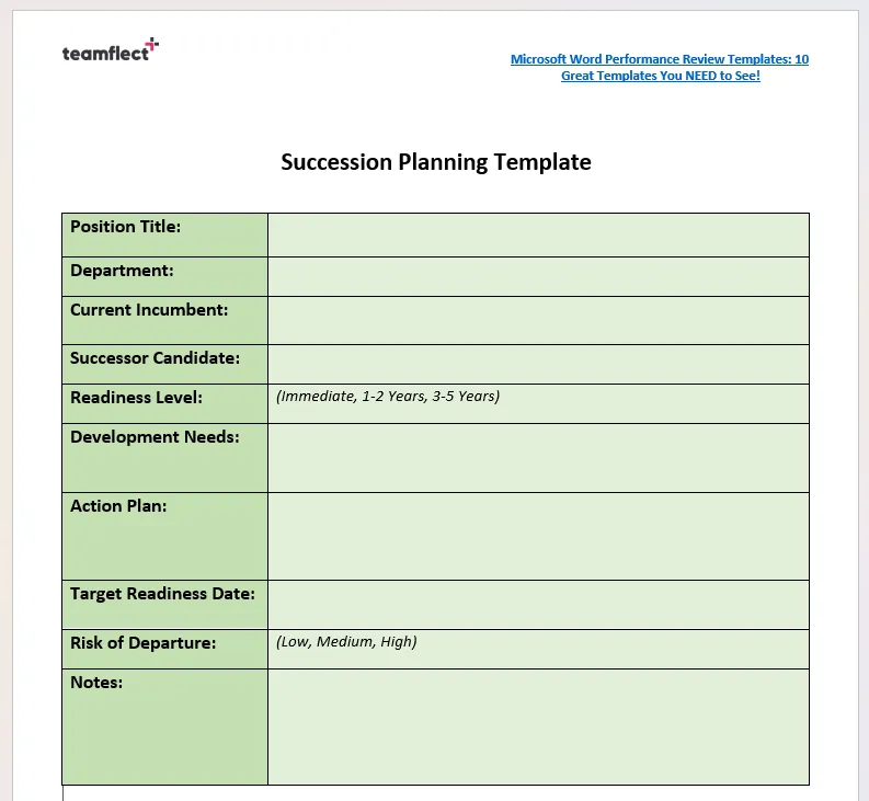 Succession planning template word version