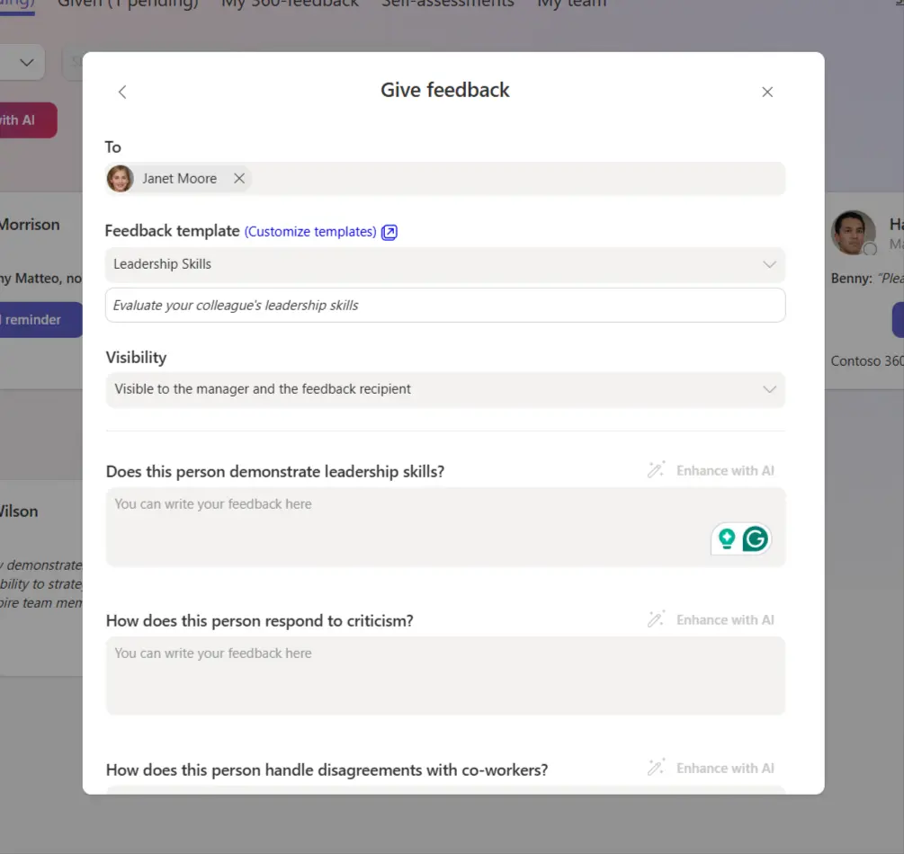 Use feedback templates
