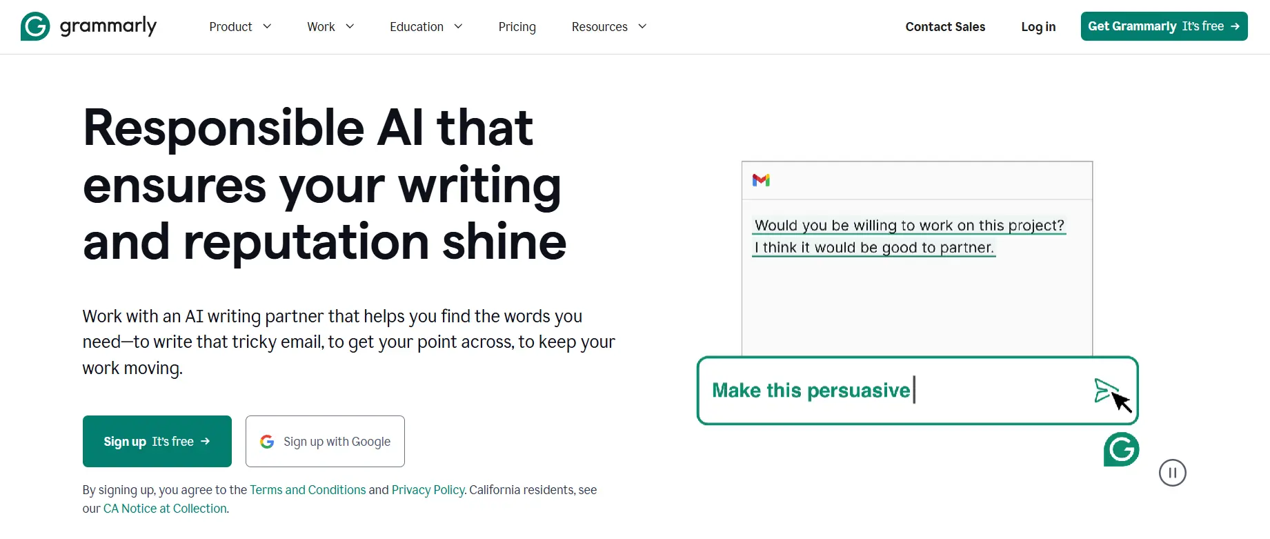 grammarly website homepage