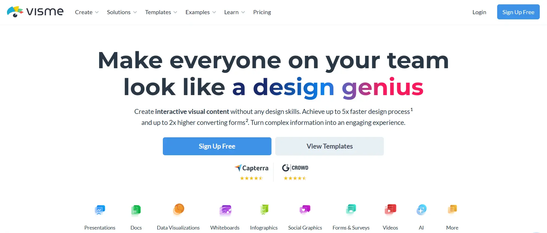visme website homepage