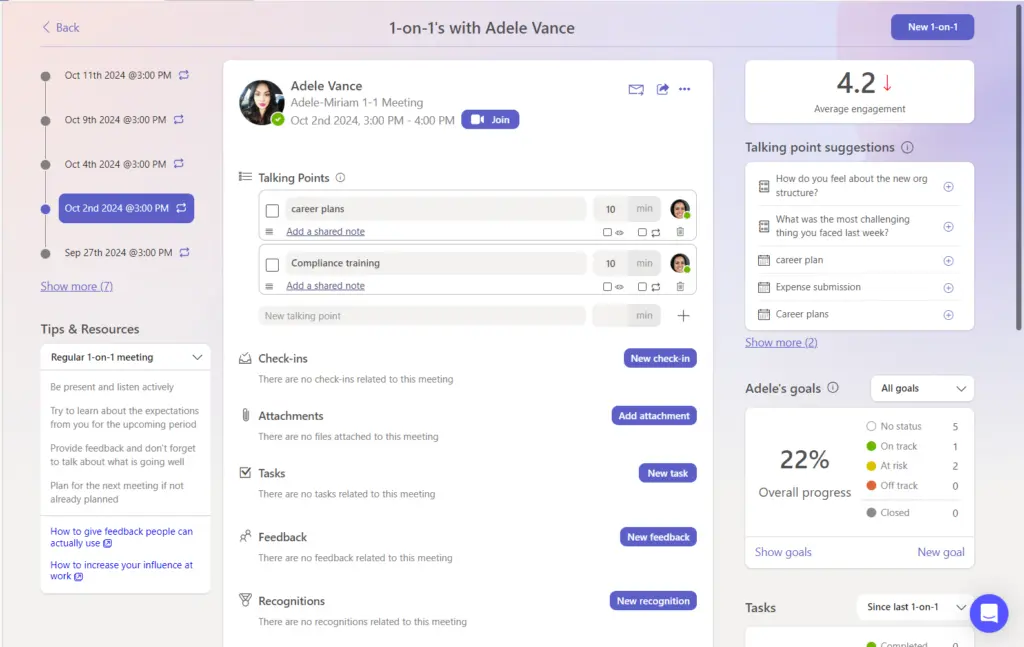 Teamflect one-on-one meeting software