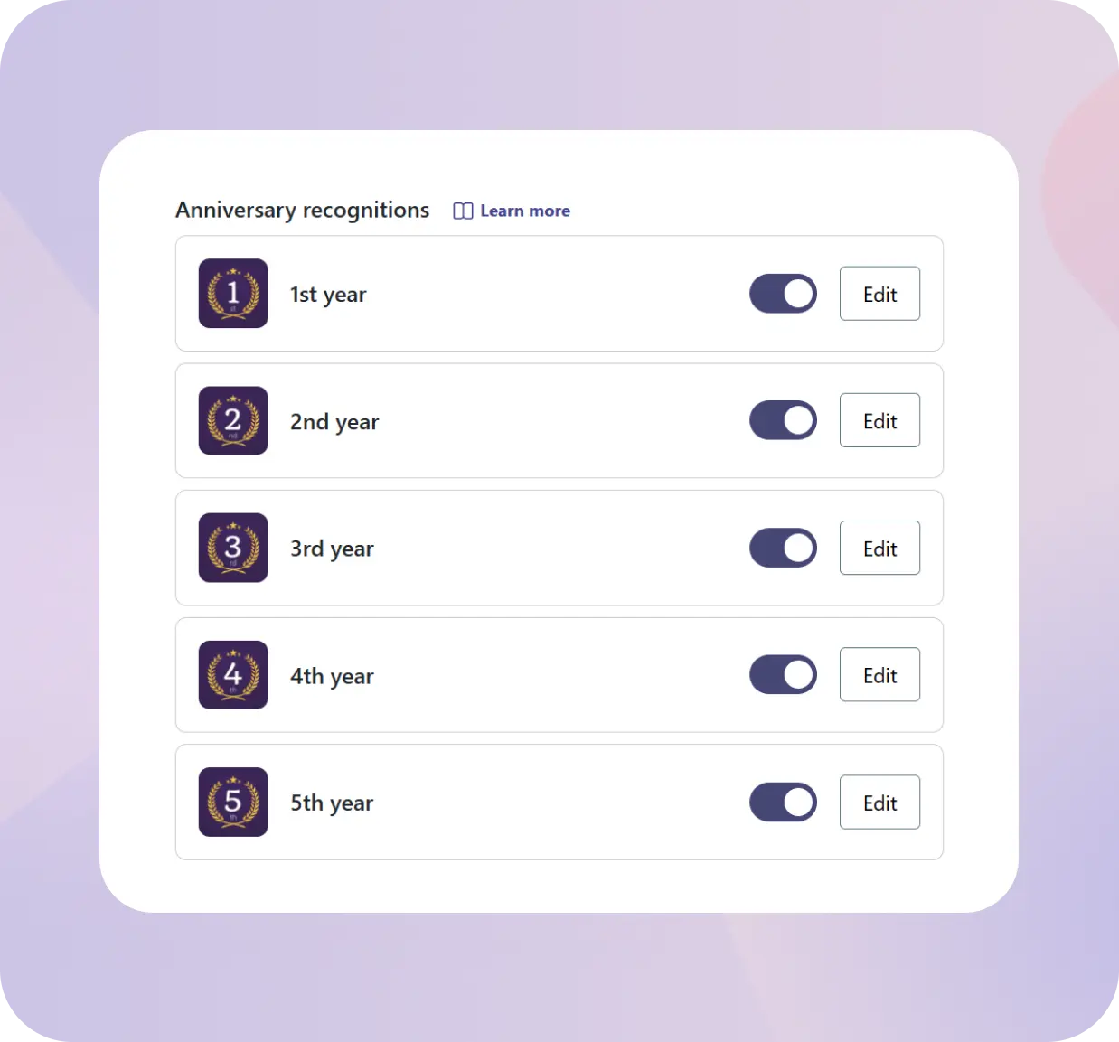 Toggle on/off anniversary recognition