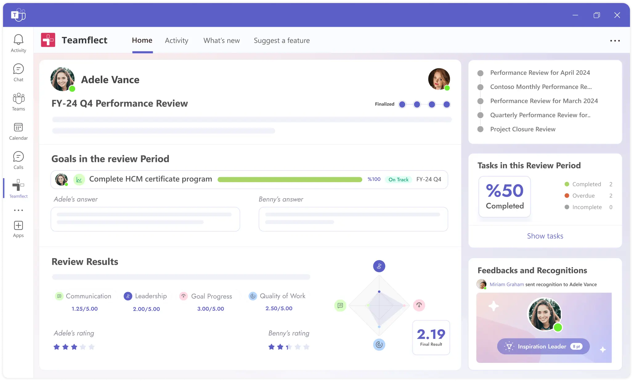 performance review template and question library image