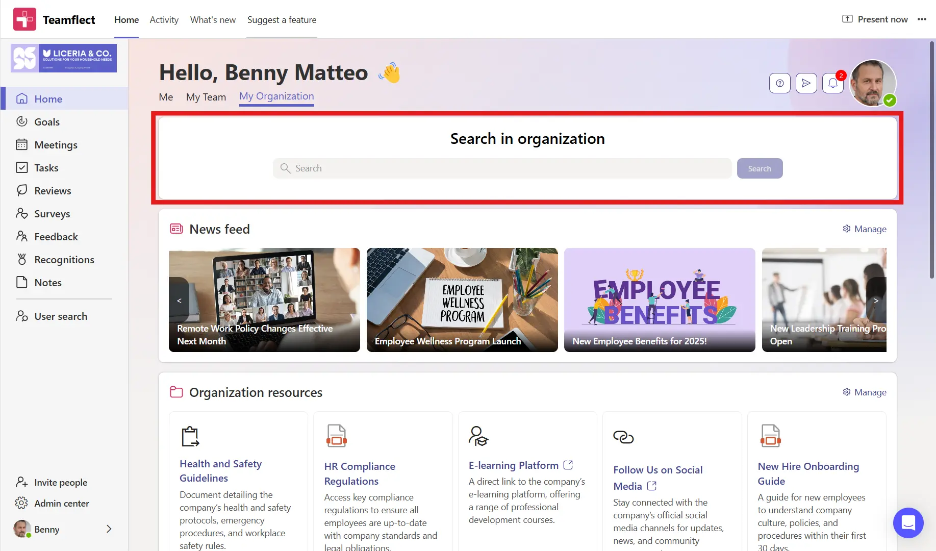 Search In Organization