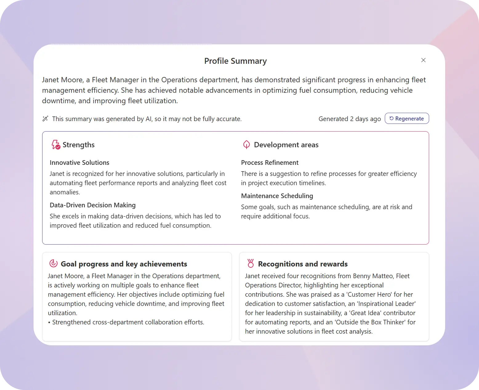 Generate AI-Based user summaries in your organization.