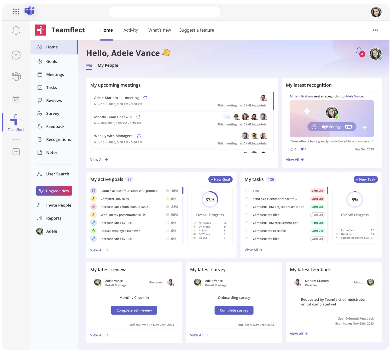 teamflect dashboard
