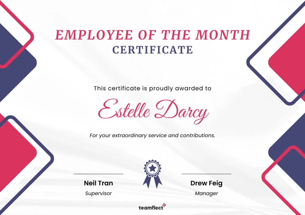 Pink and blue employee of the month template 