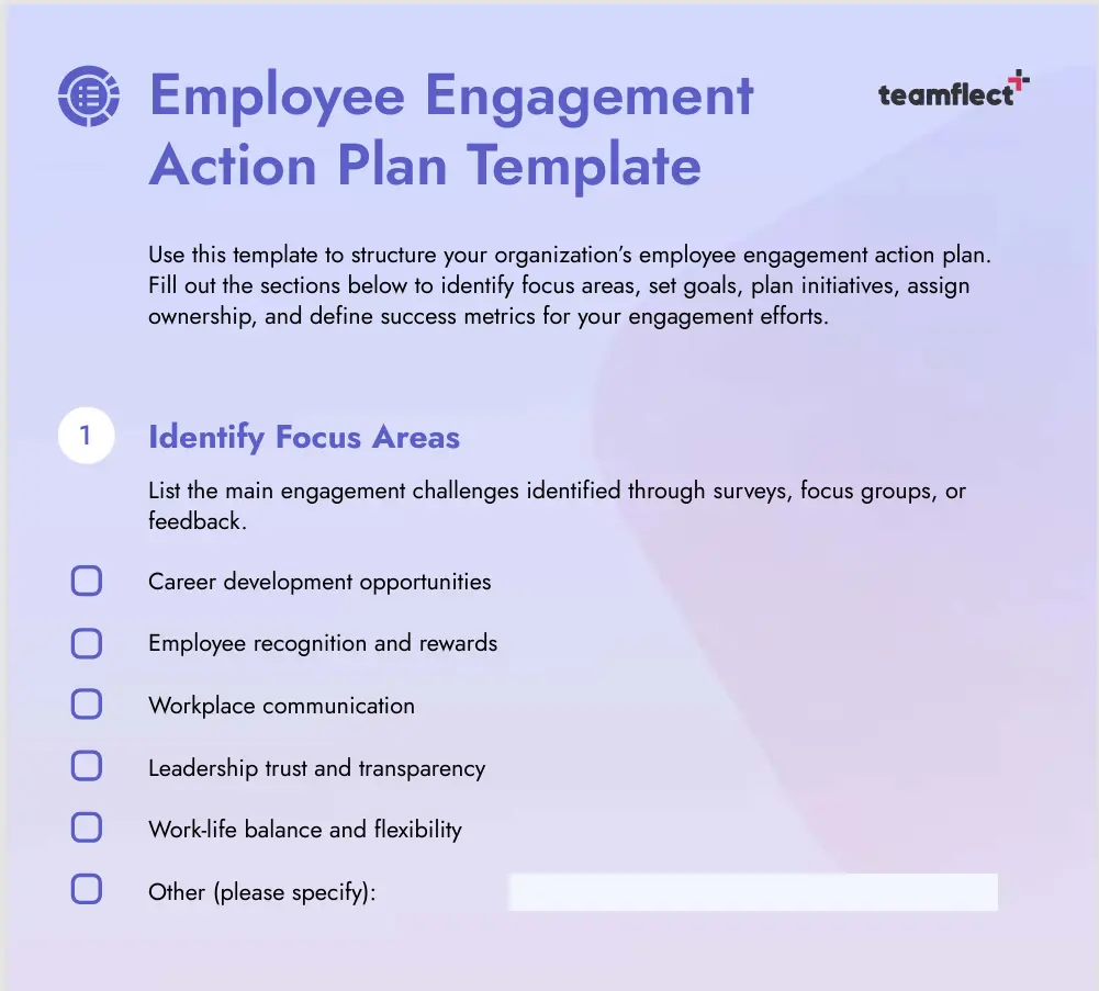 Employee Engagement Action Plan Template with a checklist