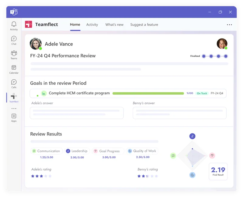 Teamflect - Employee Performance Review Software in Microsoft Teams and Outlook