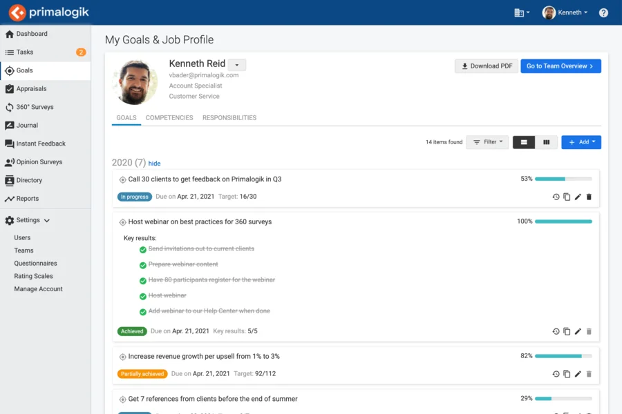 Primalogik main dashboard