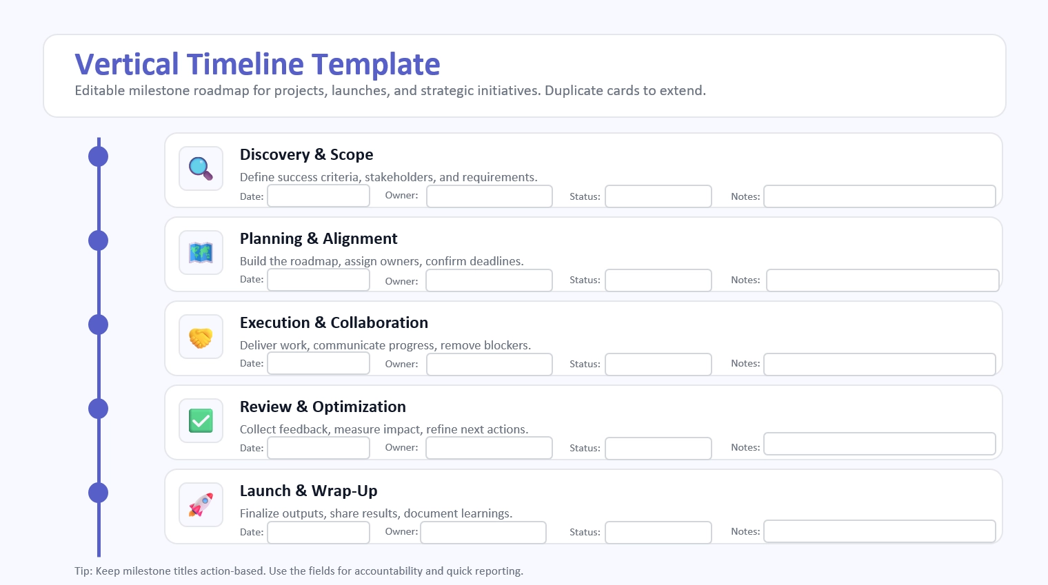 Powerpoint timeline template, easy to edit and use.