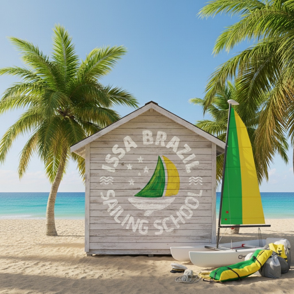 ISSA BRAZIL Logo auf Strandhütte