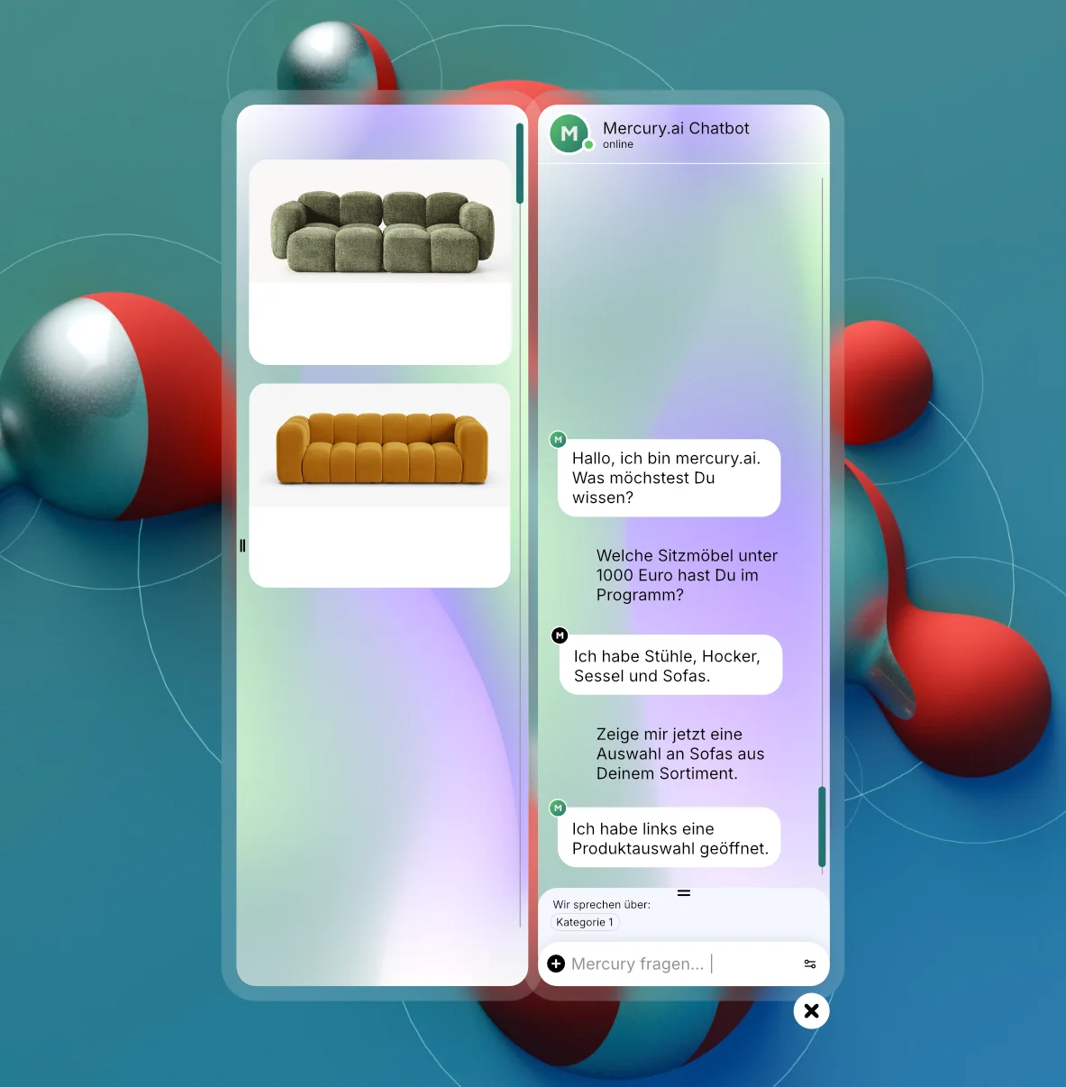 Mercury.ai Chat-Bot Widget erweitert