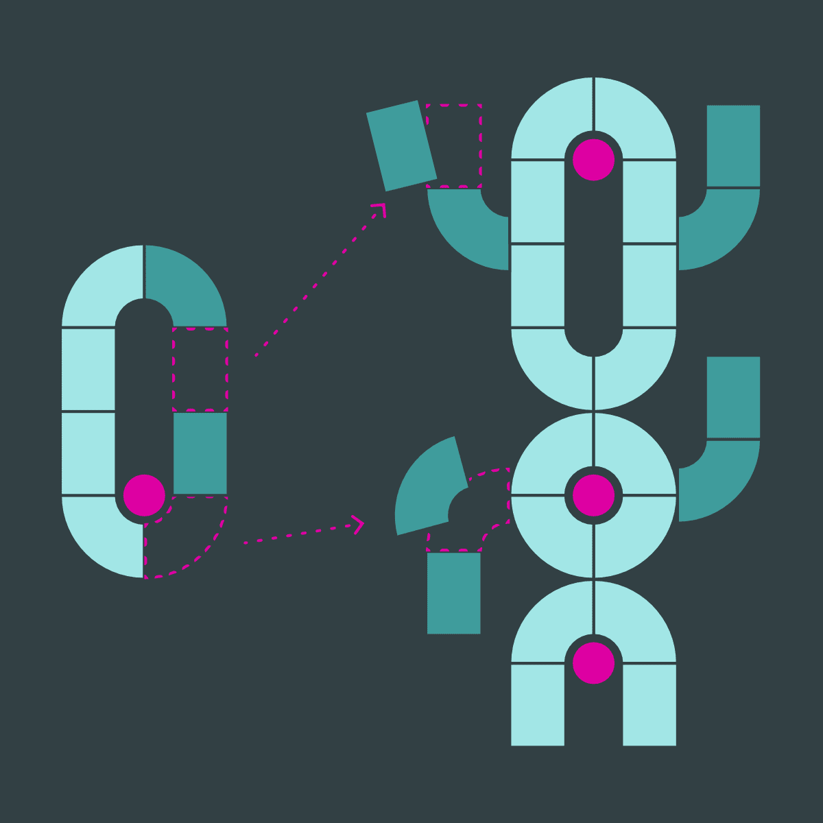 No Man's Brand Illustrations-System entsteht aus den Teilen des O