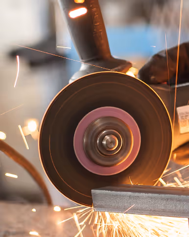 Cutting steel with an abrasive cutting disc.