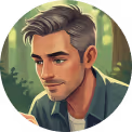 Profile illustration of a man with gray hair and a beard wearing a dark jacket, looking down thoughtfully.