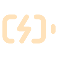 Battery icon with a lightning bolt signaling charging status.
