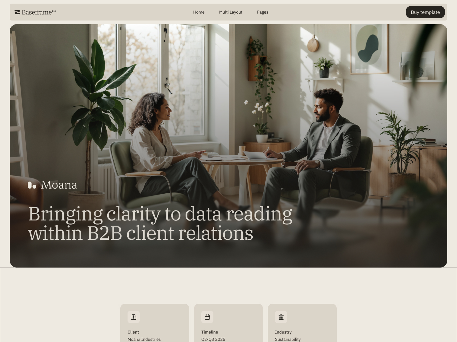 Two professionals having a business meeting in a bright office with plants and modern decor.
