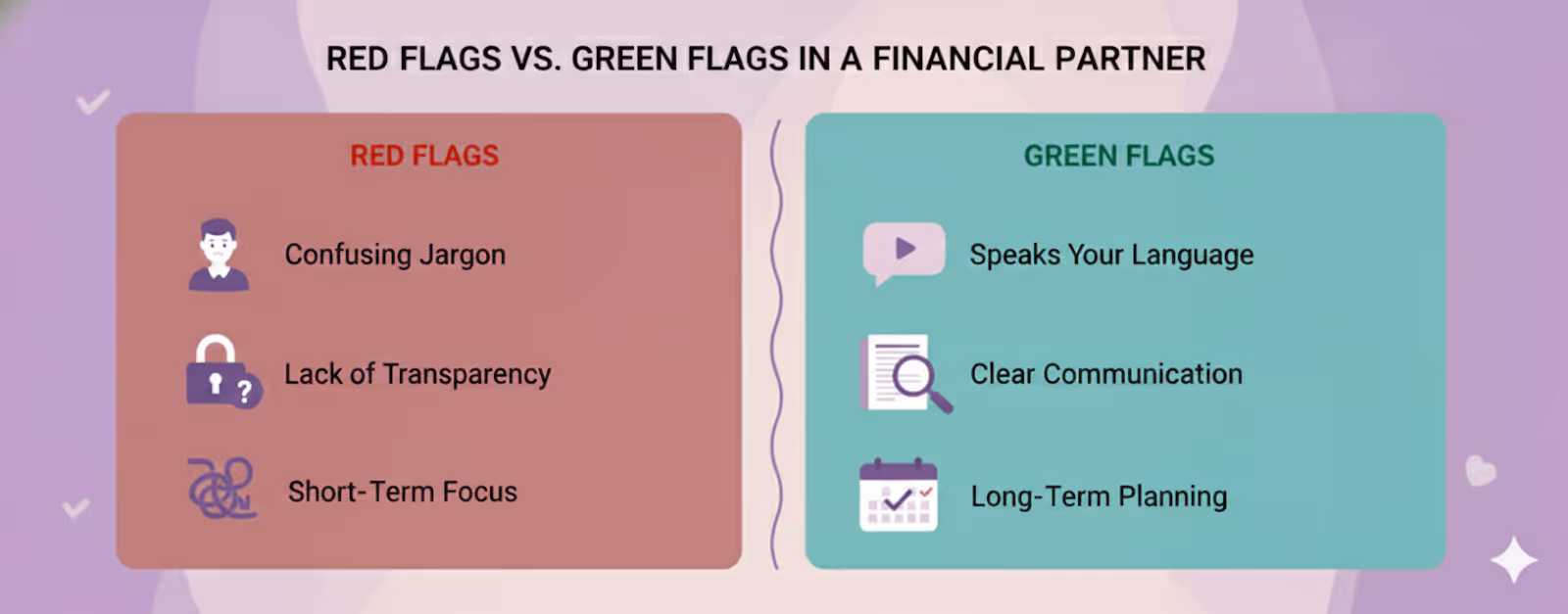 accounting services for doctors red flags vs green flags comparison