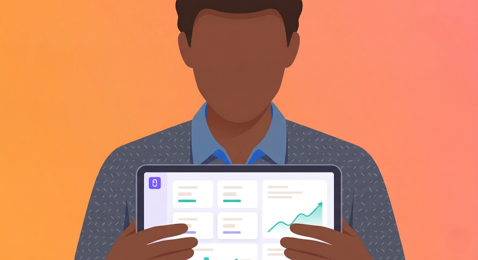 An illustration of a healthcare accounting professional using Flychain for integrated bookkeeping and capital access tracking on a digital dashboard.