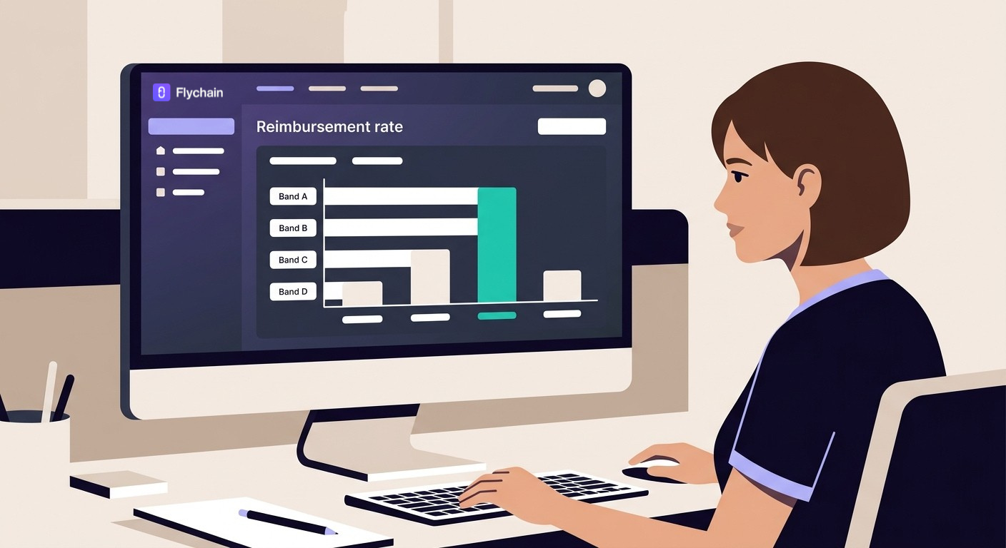 Hero illustration - a practice owner reviewing a reimbursement dashboard; alt text: 'ABA CPT codes and reimbursement rate dashboard