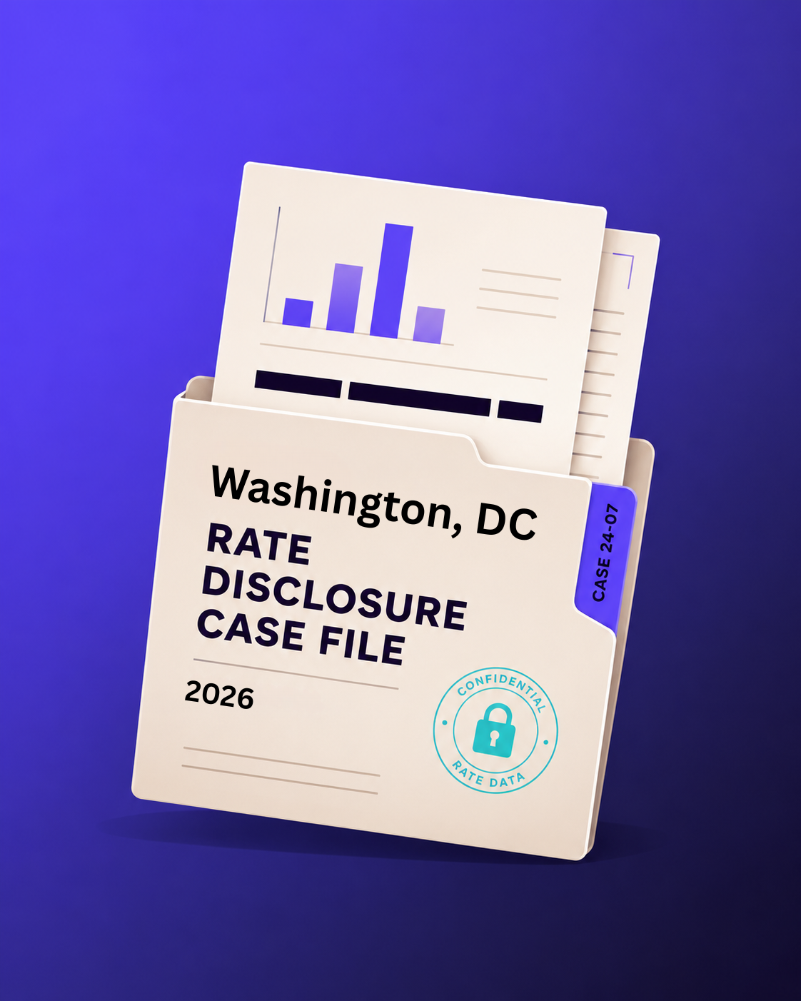 Case-file-style cover for Flychain's DC commercial ABA reimbursement rate benchmark report