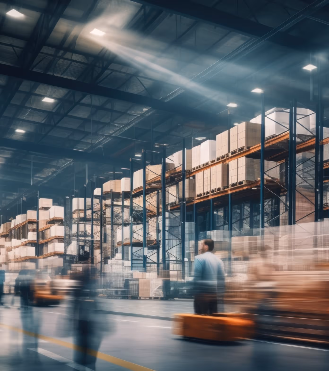 Industrial warehouse with pallets