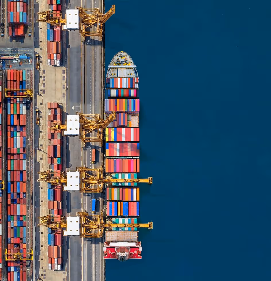 Aerial view of cargo port