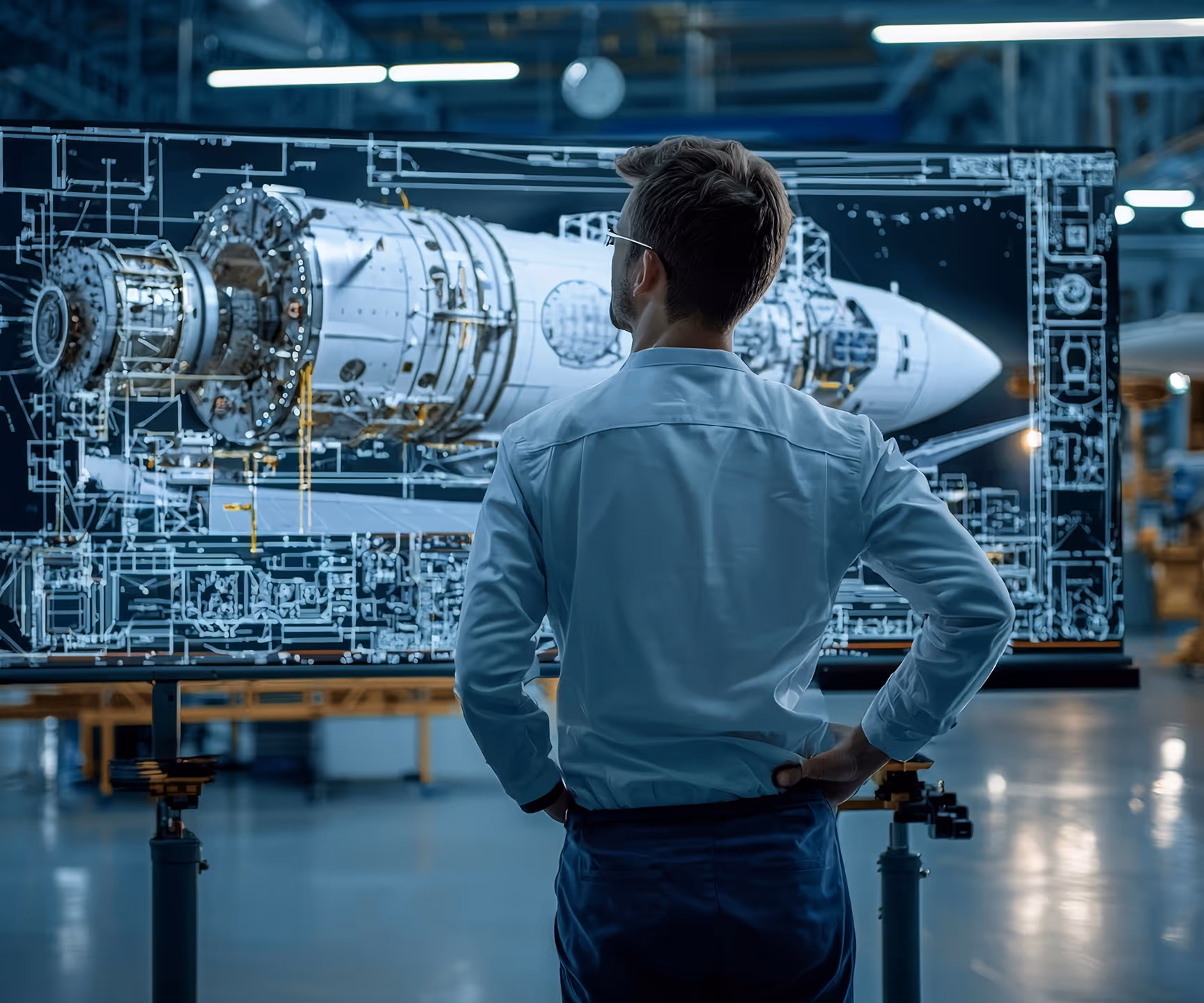 Visualization of aerospace engineering project with detailed schematics.