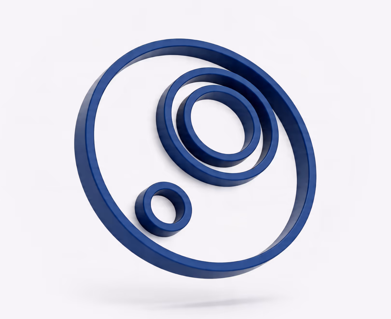 3D blue circular concentric rings with one smaller ring off-center on a white background.
