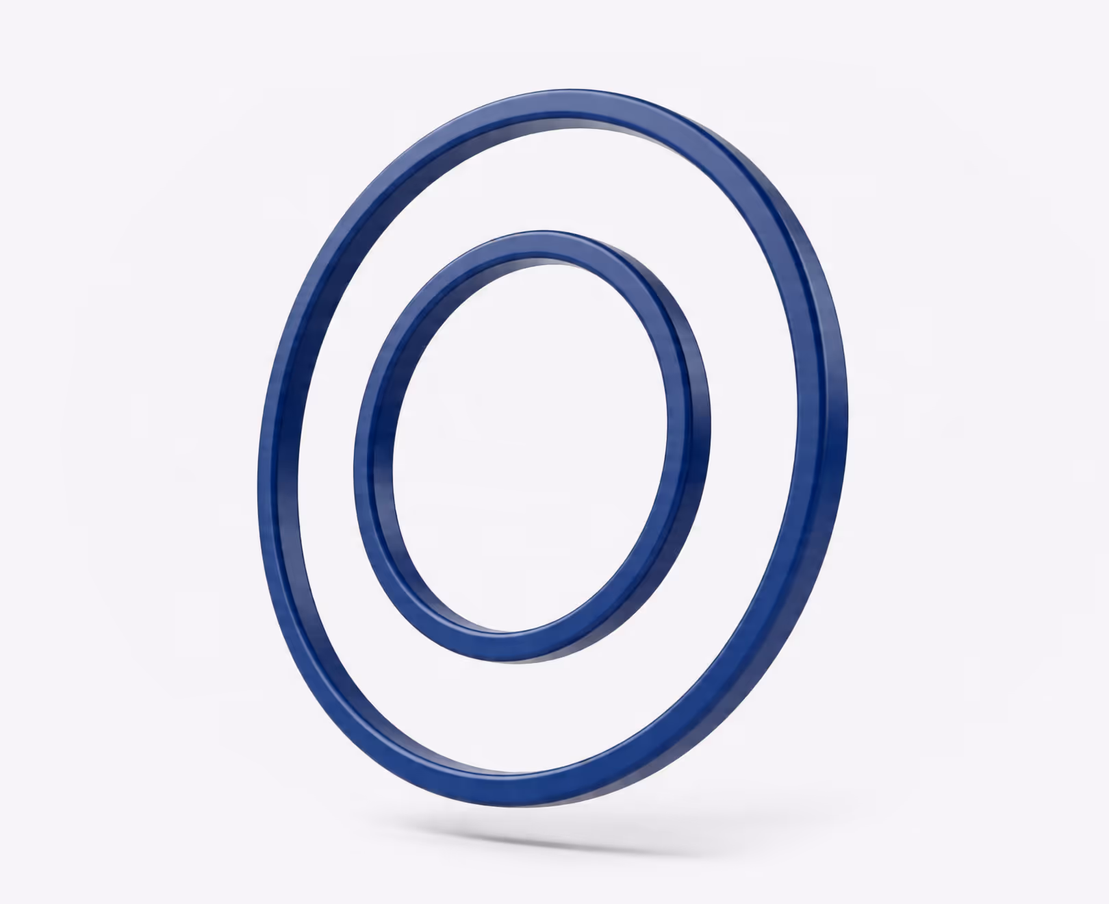 Two blue concentric rings floating against a plain white background.