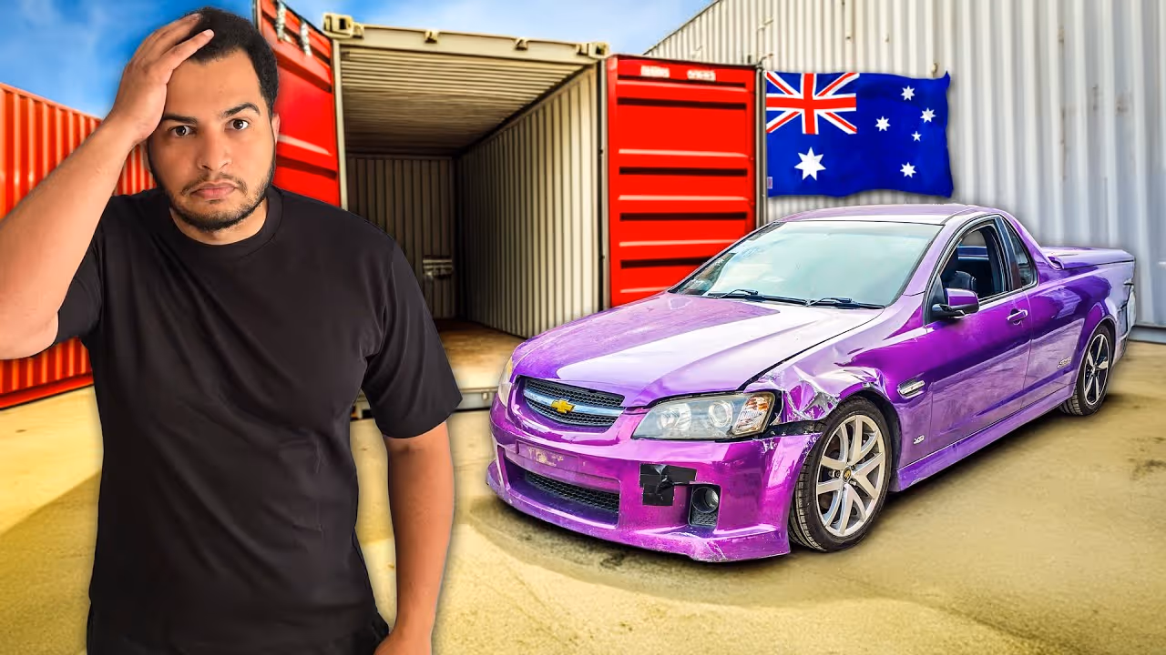 Man holding a large bundle of colorful wires next to a yellow sports car with gull-wing doors open and cracked windshield, text reads 'NASTY SURPRISE...'.