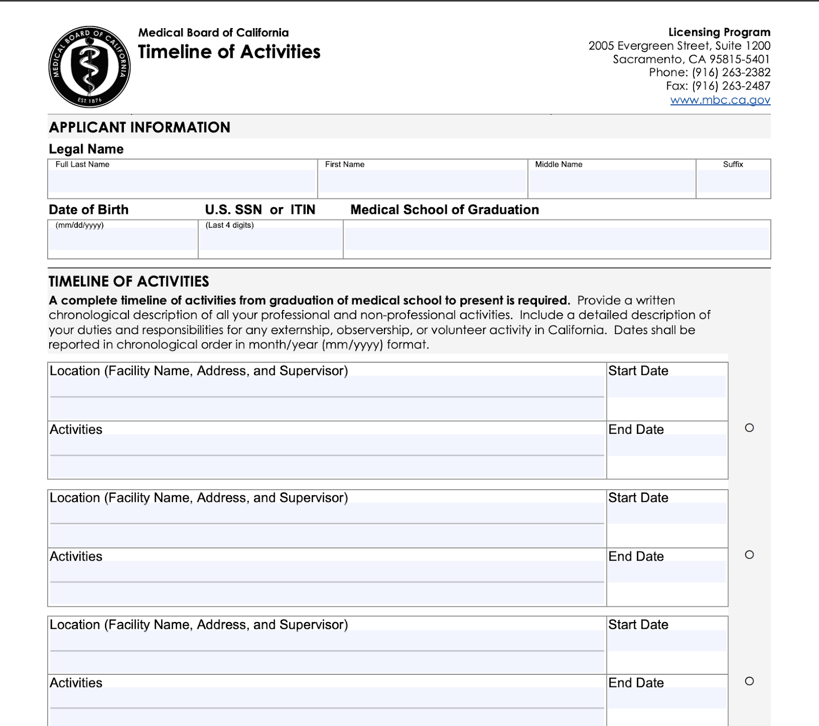 California medical license