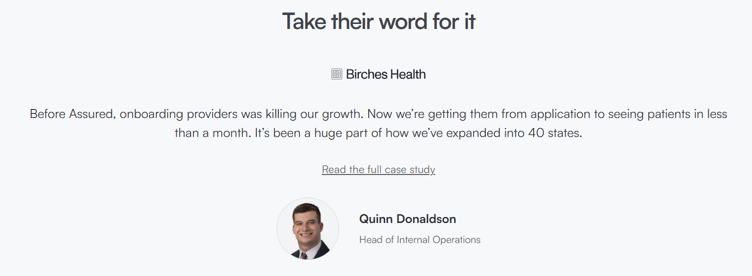 Birches Health testimony