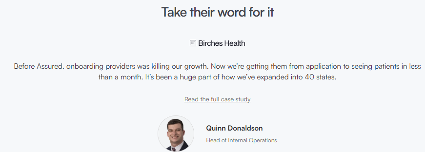 Birches health testimony